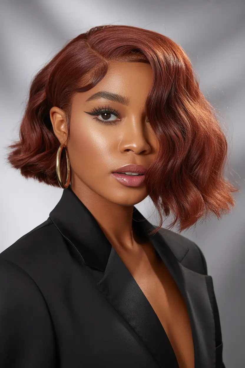 winter hair colors dark skin Chestnut Copper Wave