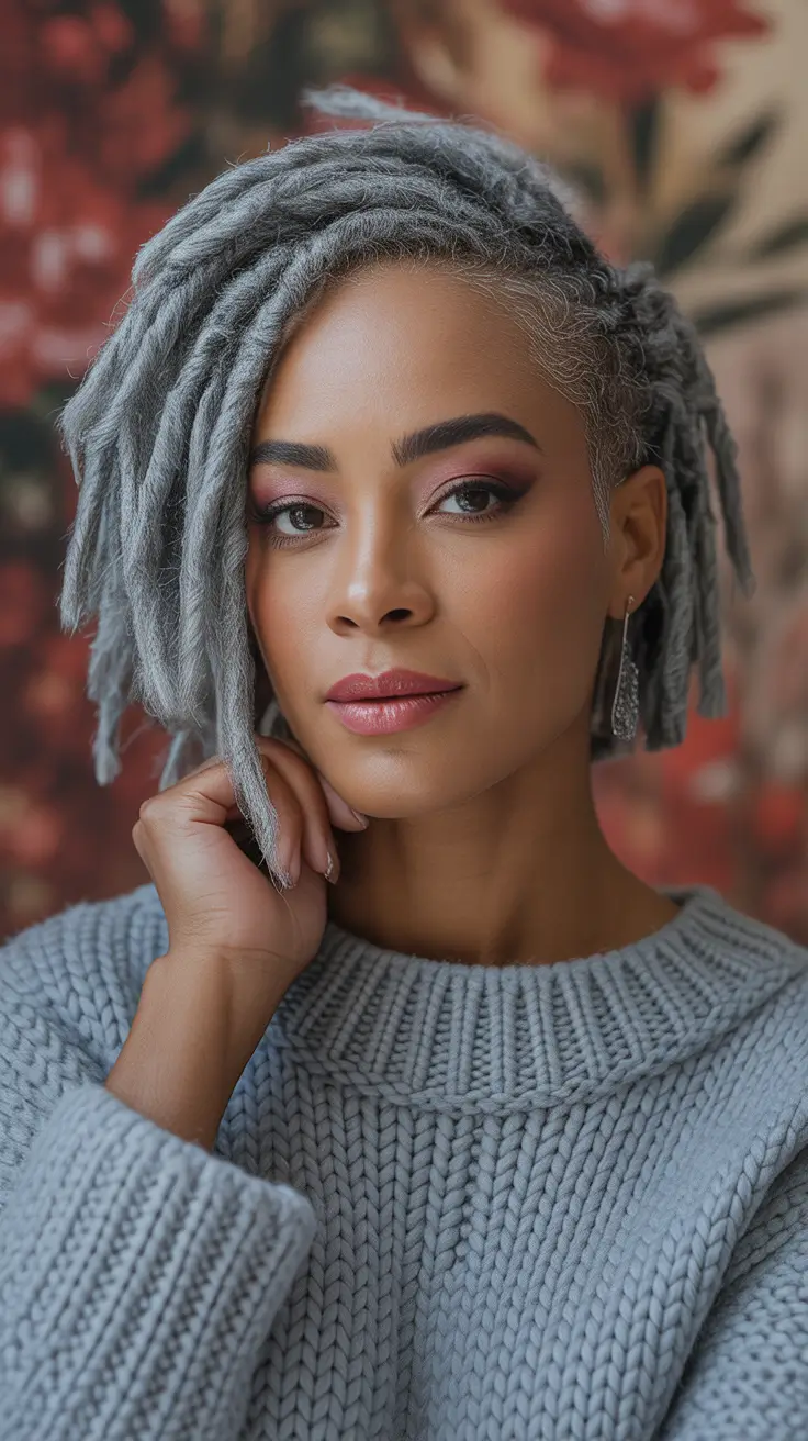 winter hair colors dark skin Silver Mist Locs