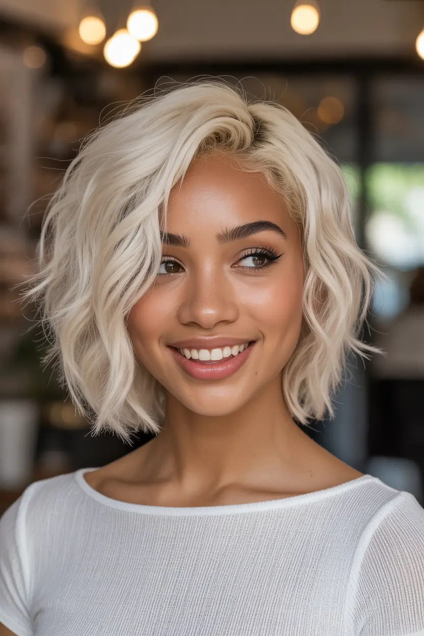 winter hair colors for black women Icy Blonde Glow