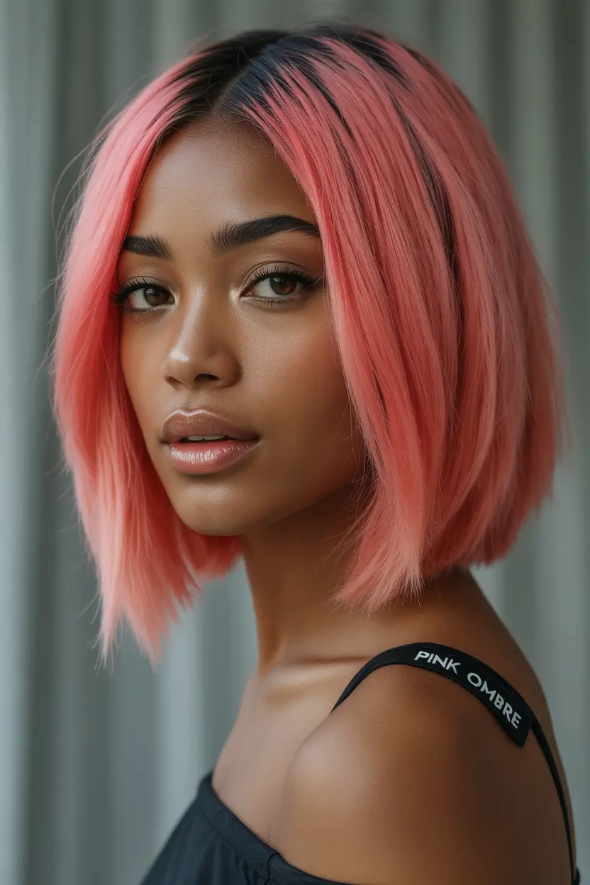 winter hair colors for black women Peachy Coral Bob