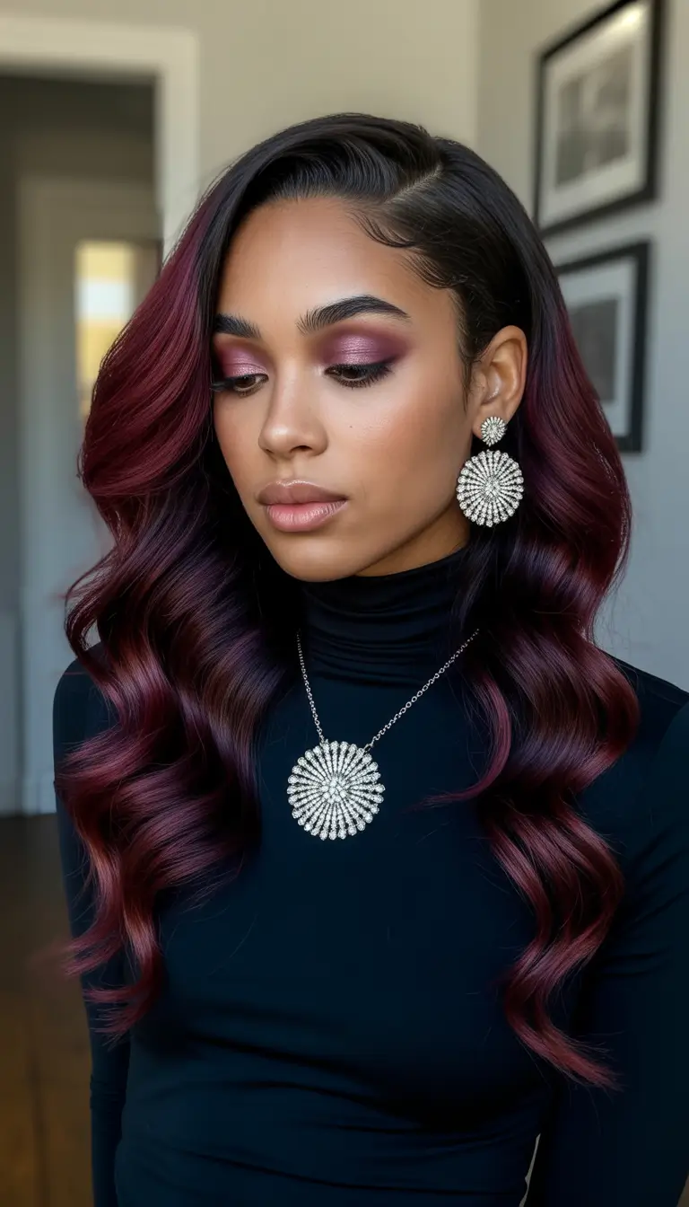 winter hair colors for black women Velvet Plum Waves