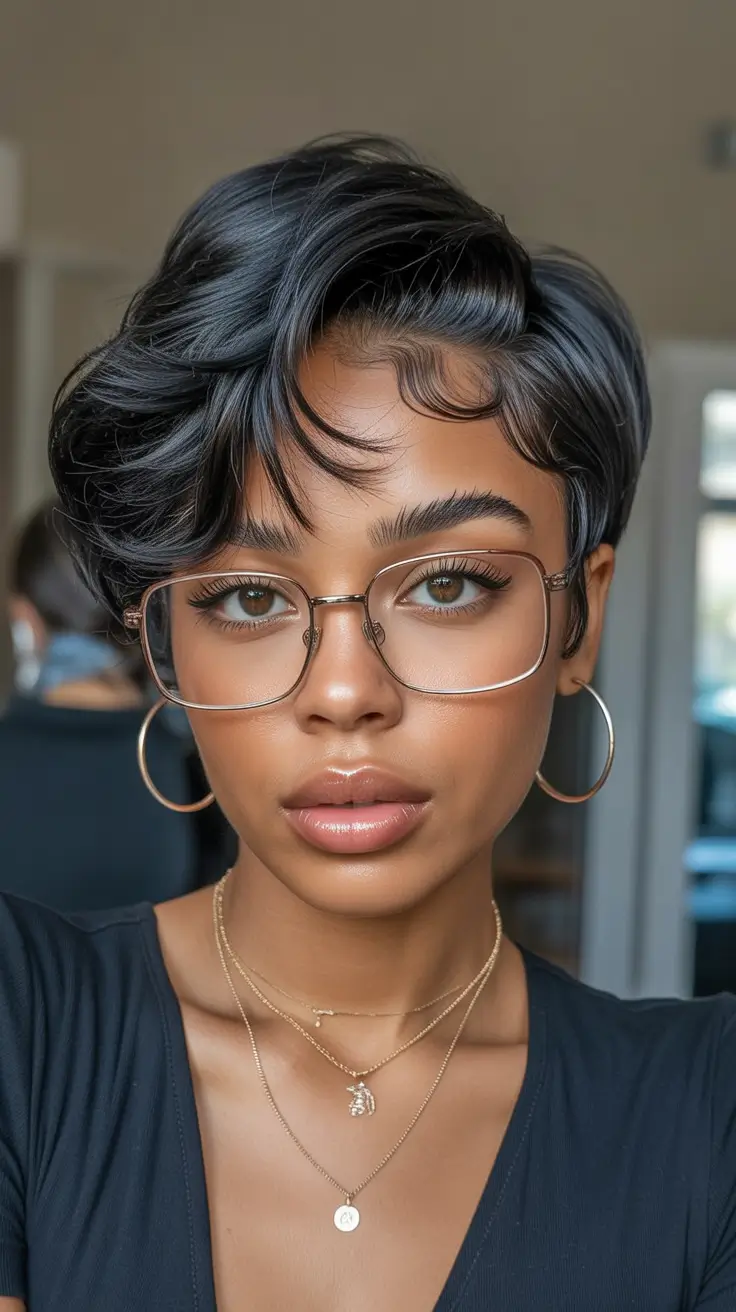 winter hair colors for black women Midnight Silk Crop