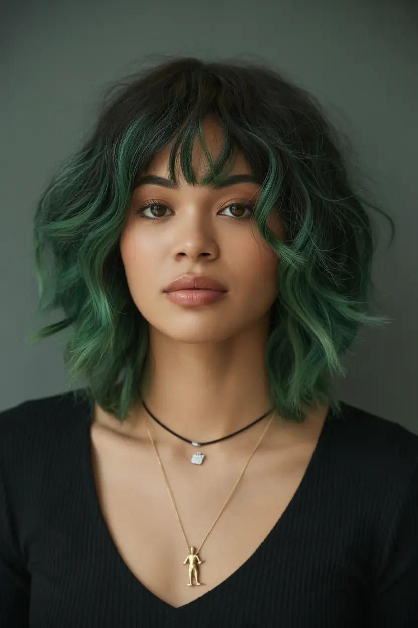 winter hair colors for black women Emerald Edge Shag