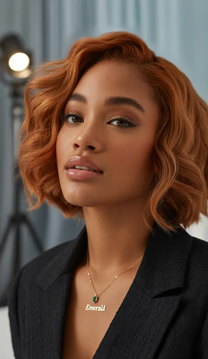 winter hair colors for black women Golden Copper Bob