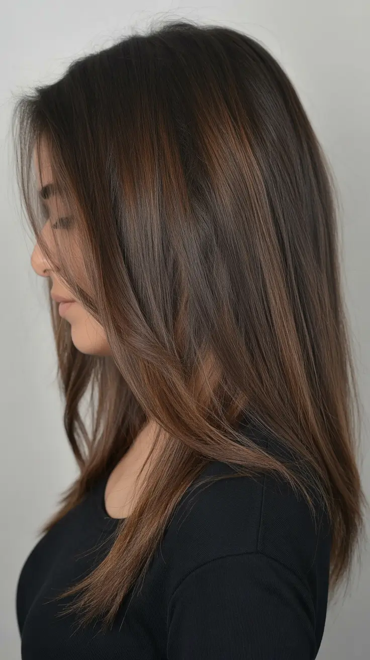 winter hair colors for brown hair Subtle Walnut Tones