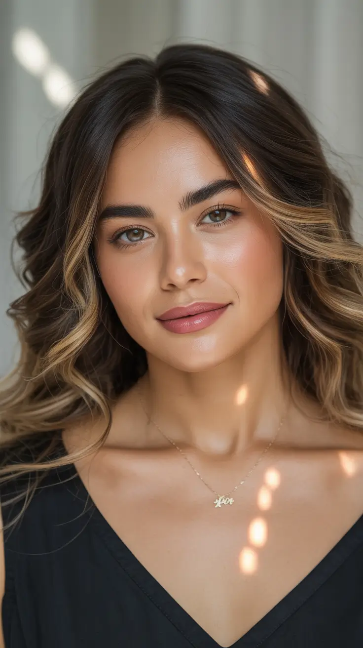 winter hair colors for brown hair Golden Espresso Balayage