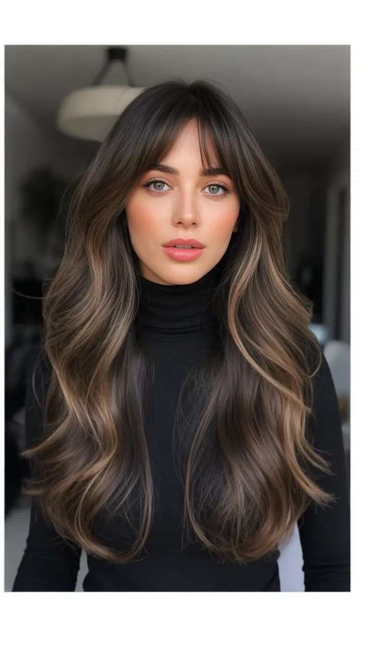 winter hair colors for brown hair Cappuccino Lights