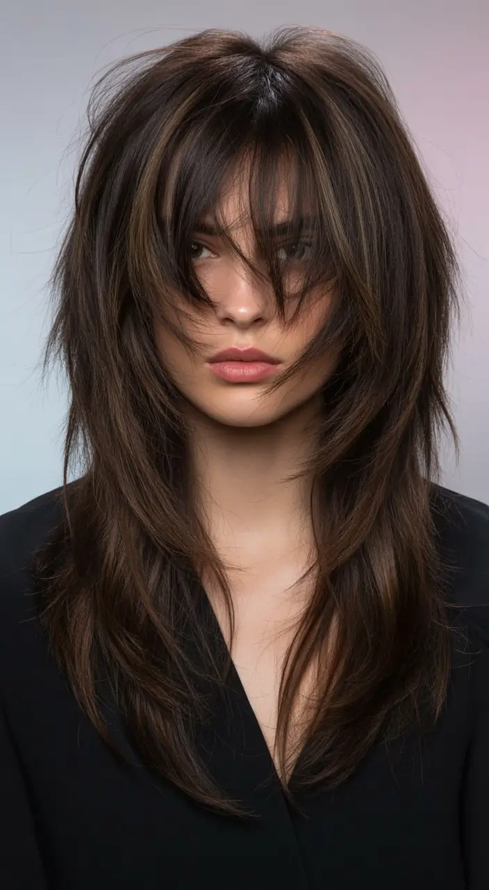 winter hair colors for brown hair Textured Brunette Layers with Subtle Warm Tones
