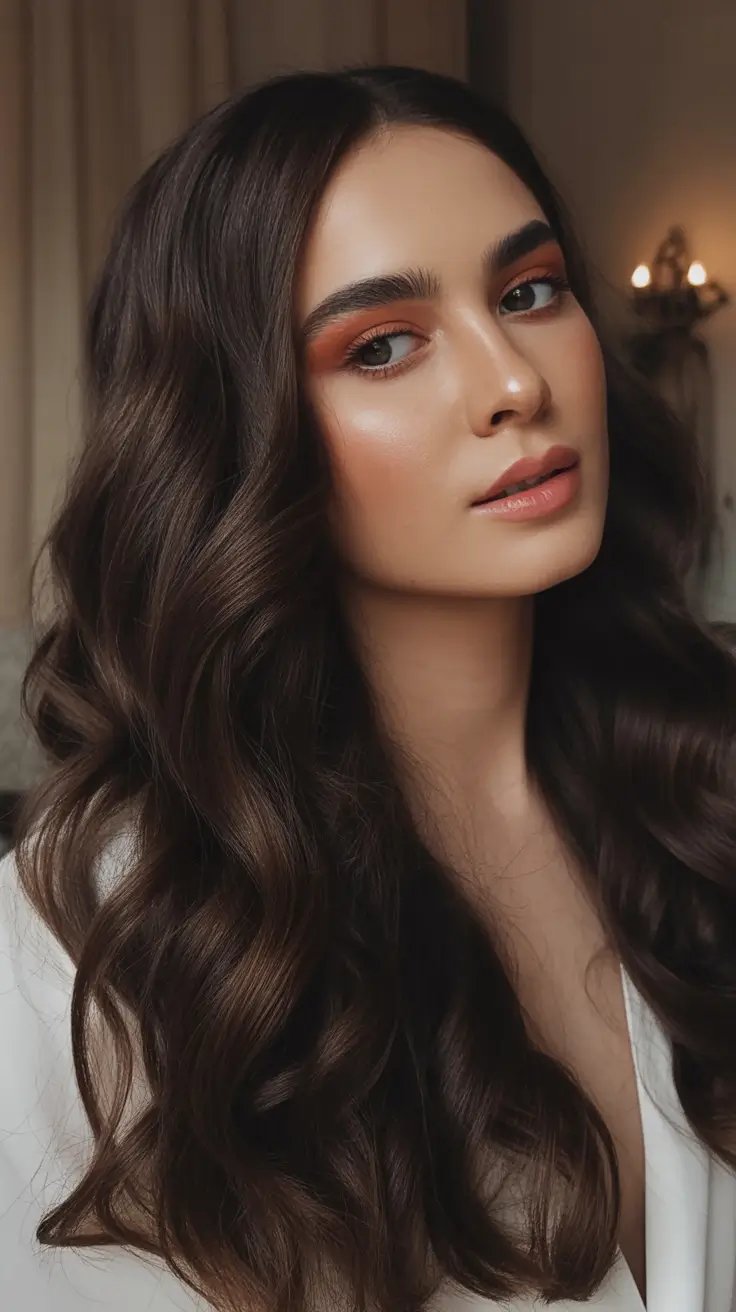 winter hair colors for brown hair Old-Hollywood Dark Waves