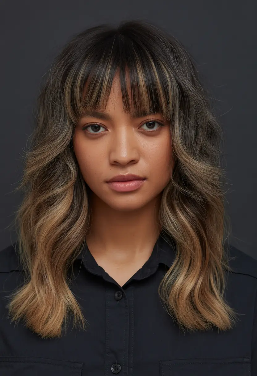 winter hair colors highlights Soft Honey Fringe