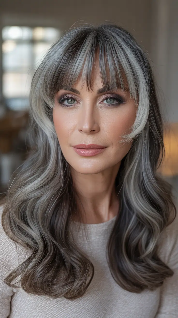 winter hair colors highlights Silver Whisper Layers