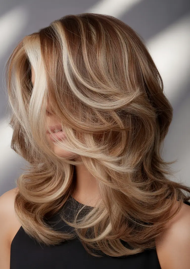 winter hair colors highlights Champagne Layered Luxe