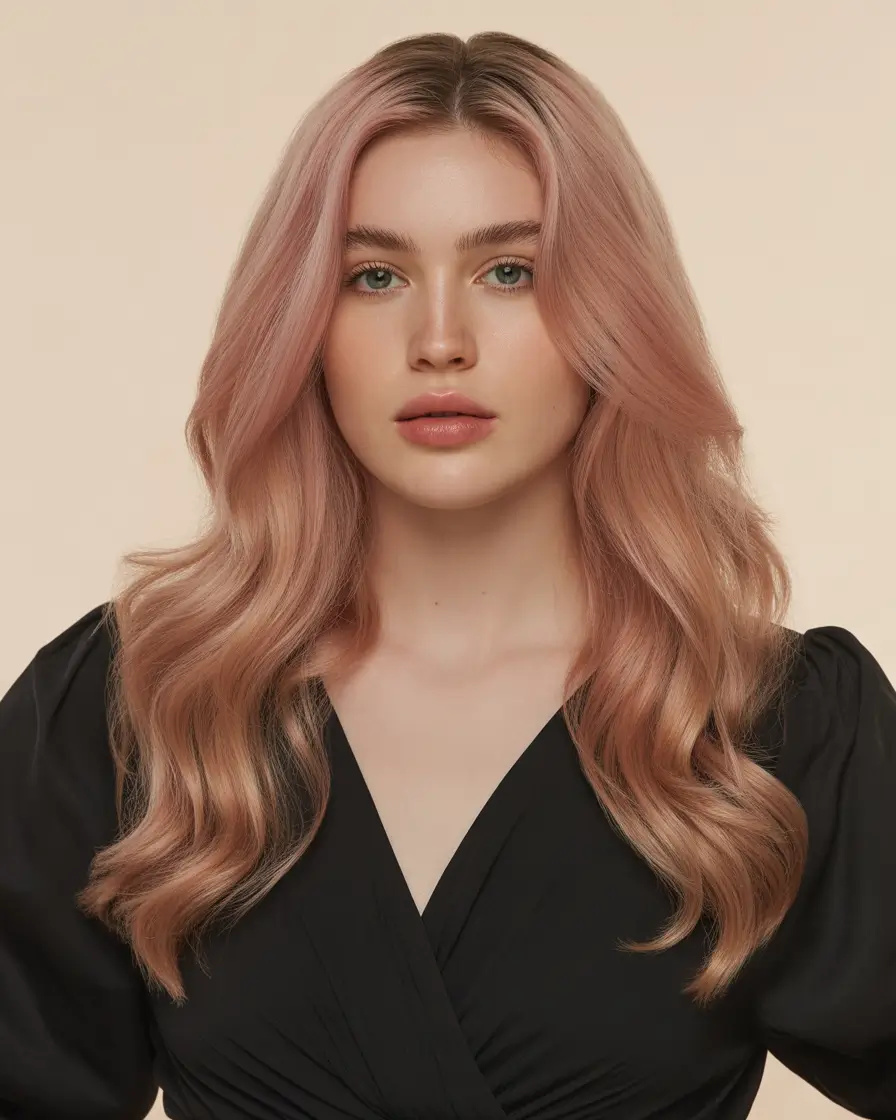 Winter Haircuts for Plus Size Women Pastel Rose Waves