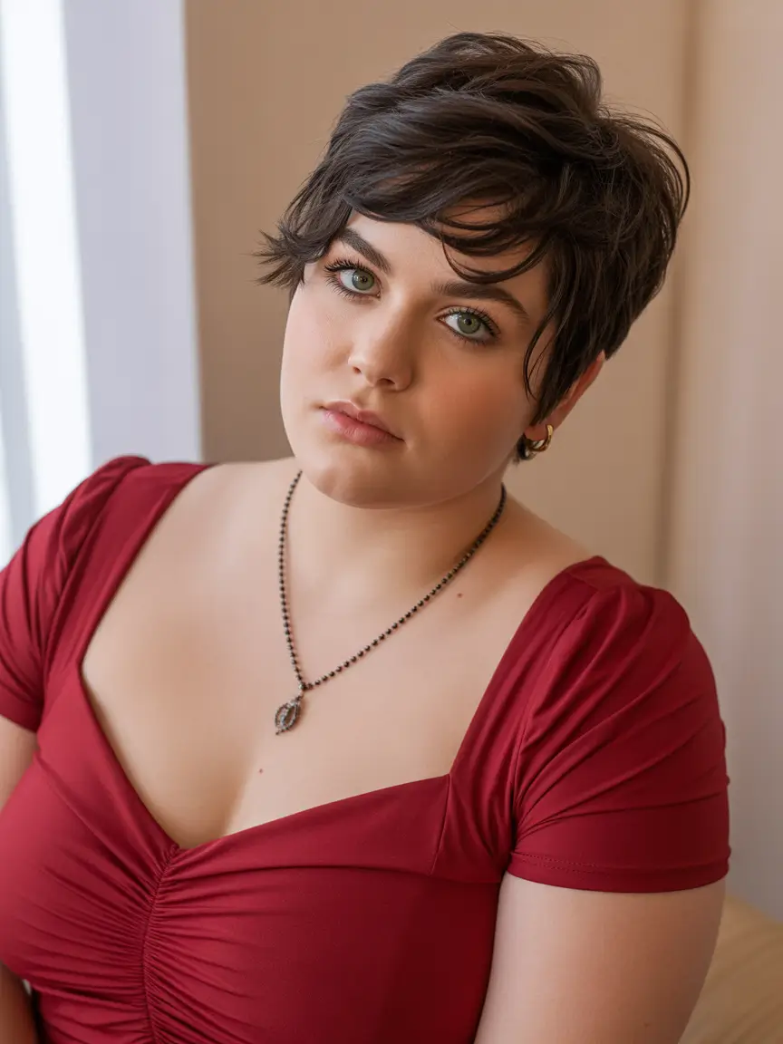 Winter Haircuts for Plus Size Women Messy Textured Pixie