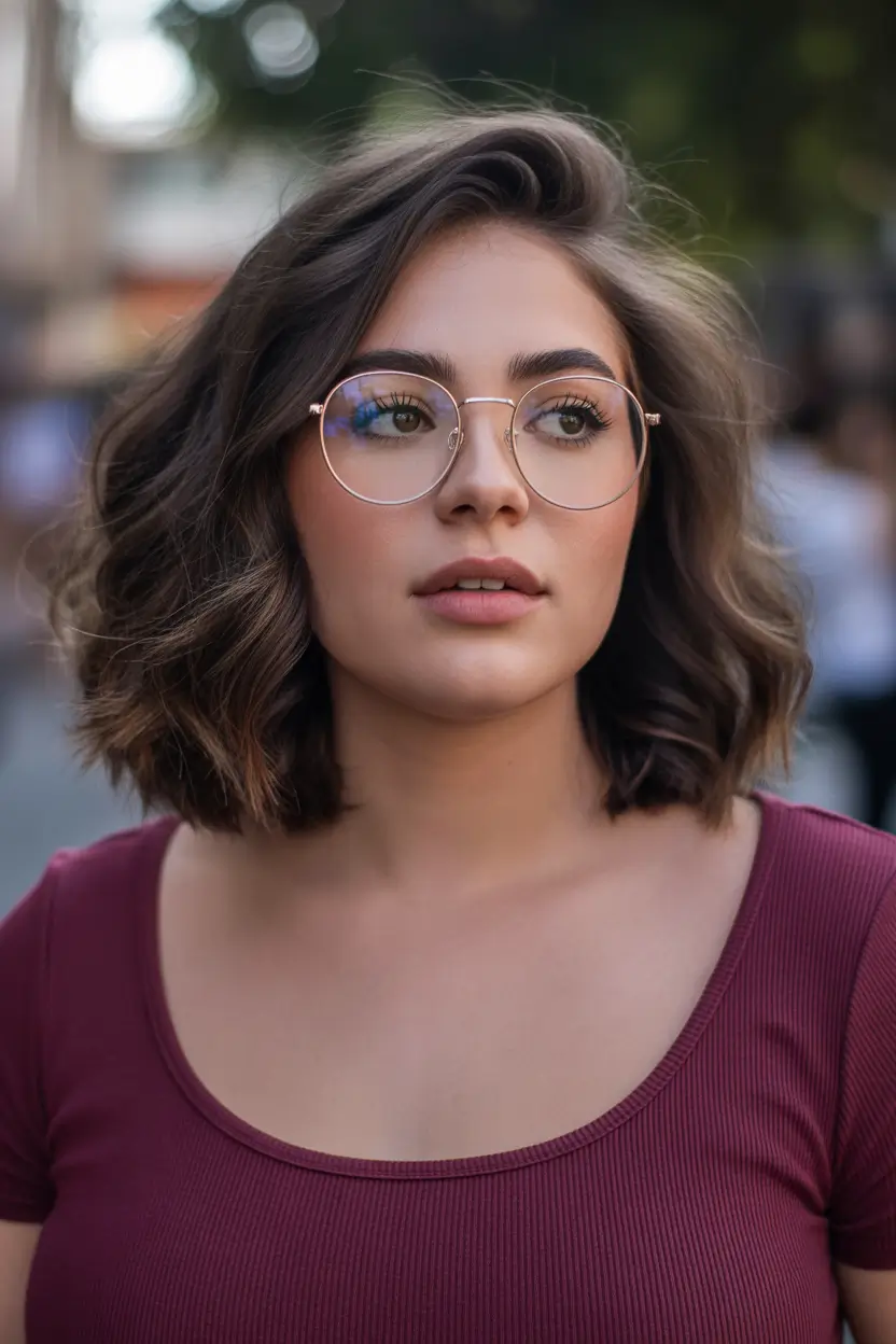 Winter Haircuts for Plus Size Women Soft Brown Waves with Side Part