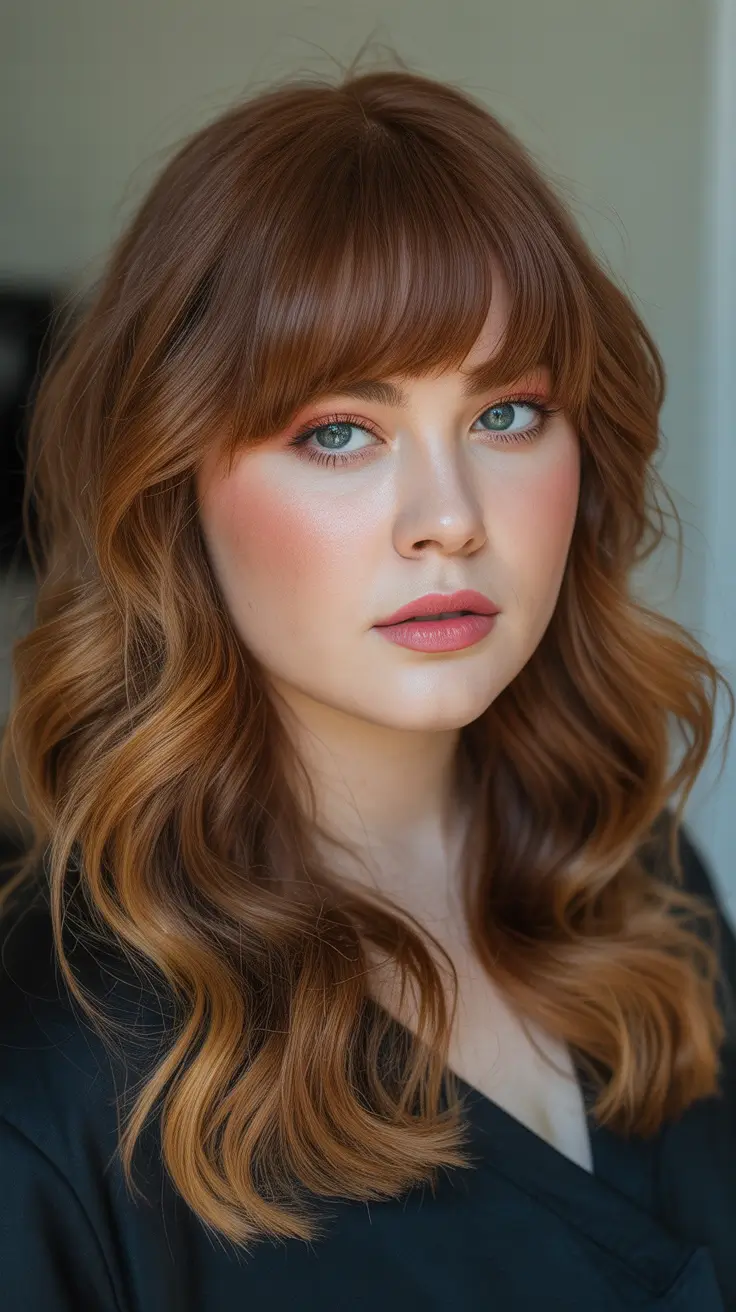 Winter Haircuts for Plus Size Women Amber Waves with Soft Bangs