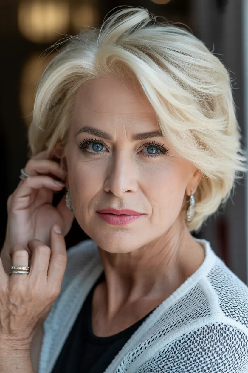 Winter Haircuts for Plus Size Women Soft Platinum Volume Bob