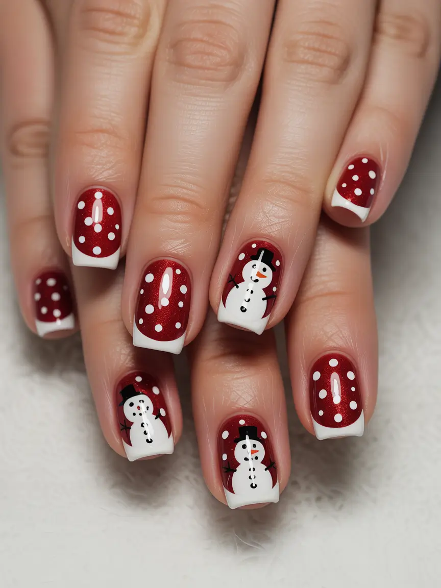 winter holiday nails Snowman Cheer