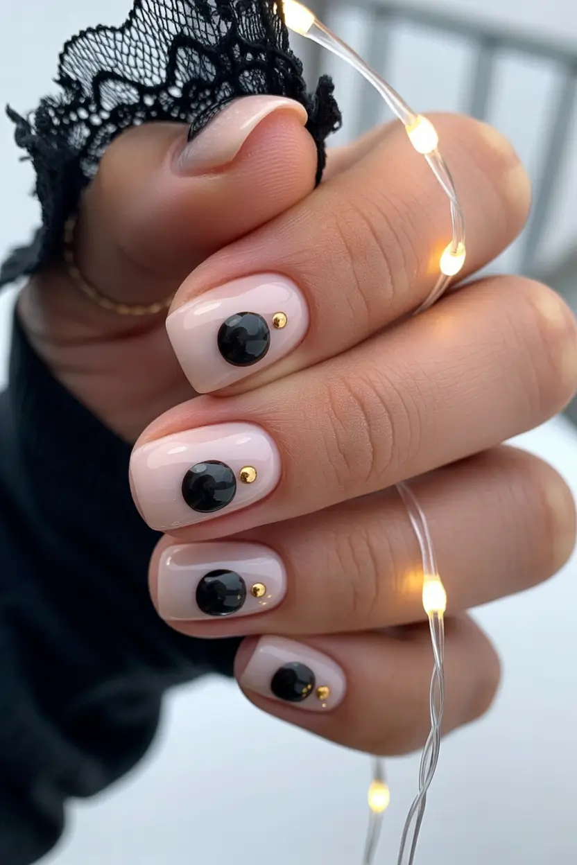 winter holiday nails Black Gem Sophistication