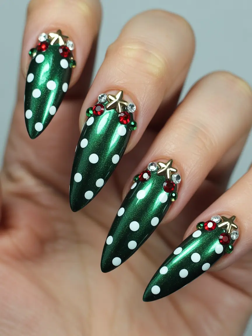 winter holiday nails Evergreen Glamour