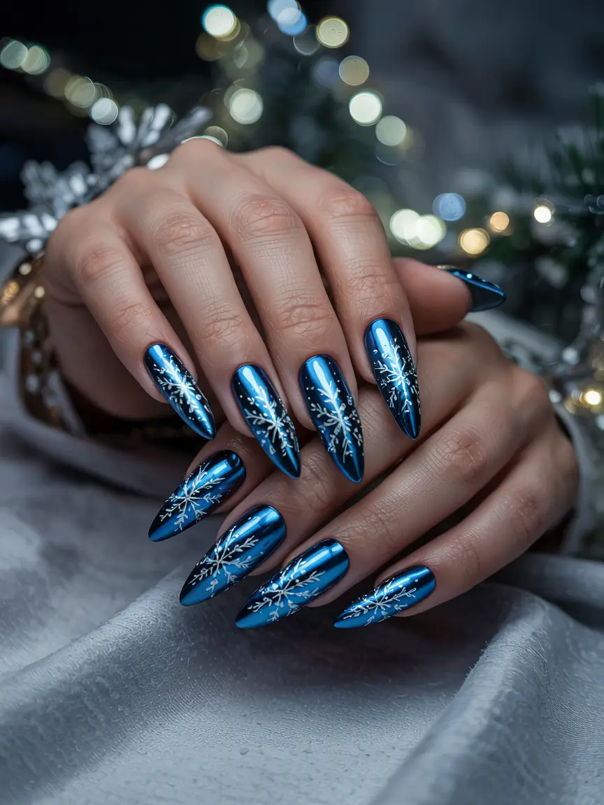 winter holiday nails Metallic Snowfall Fantasy