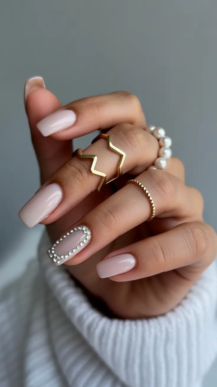 winter holiday nails Soft Glam French Glow