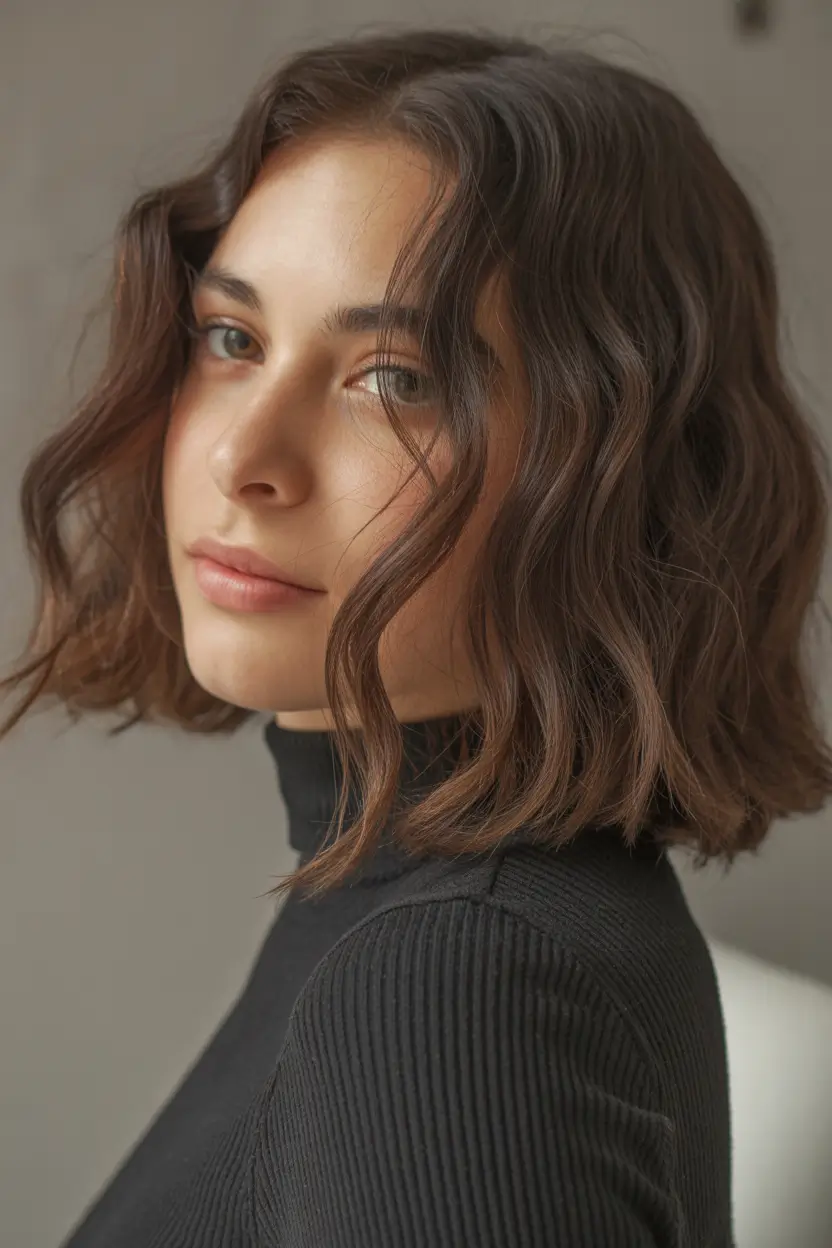 winter medium haircut Textured Chocolate Waves