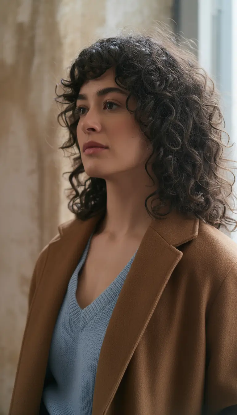 winter medium haircut Natural Curls with Rounded Layers