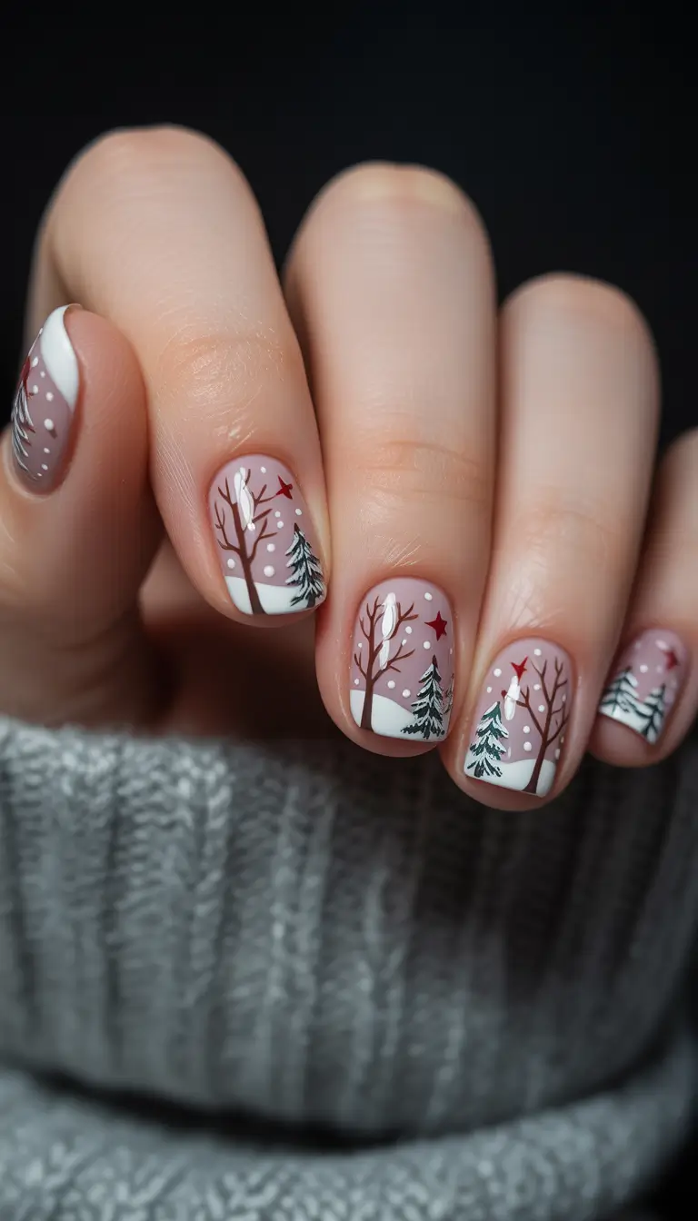 winter nail art ideas Frosted Forest Charm