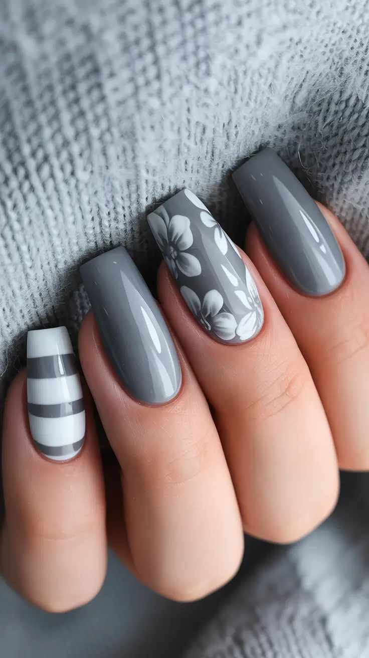 winter nail art ideas Modern Grey Elegance