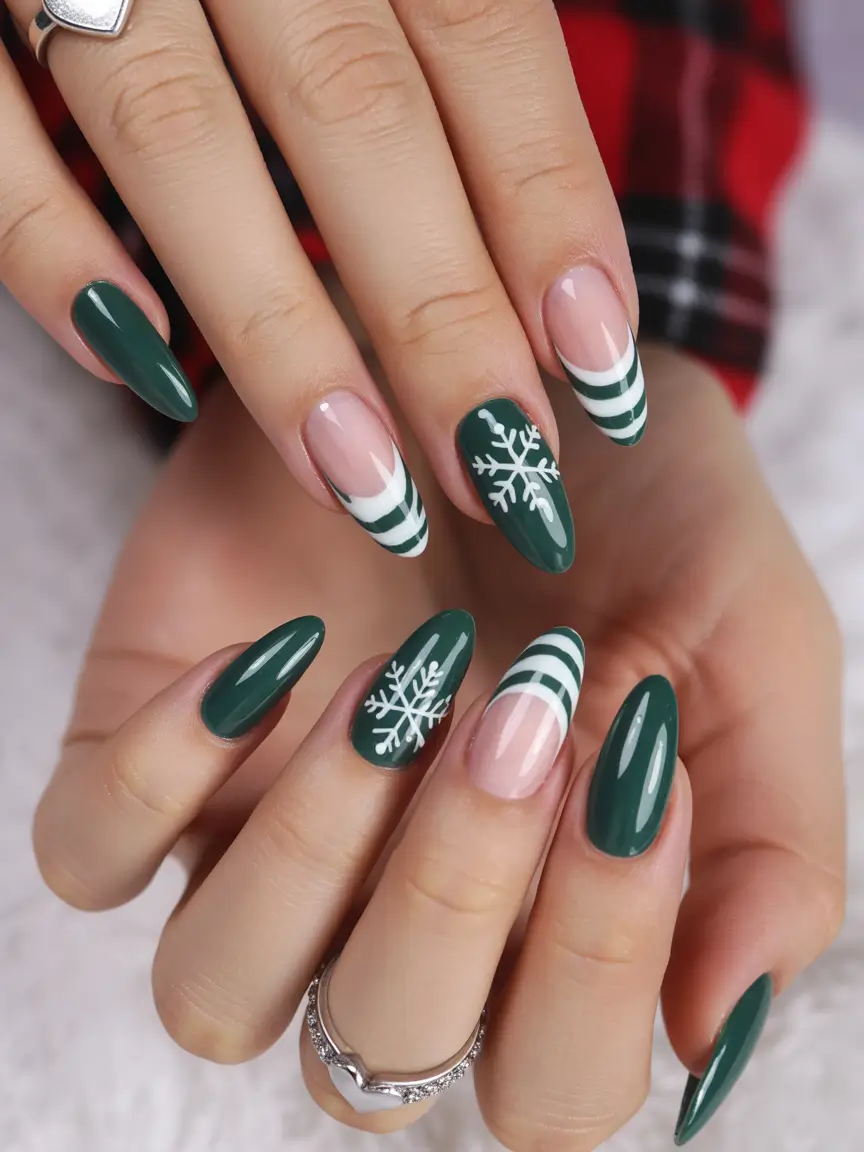 winter nail art ideas Emerald Alpine Dreams