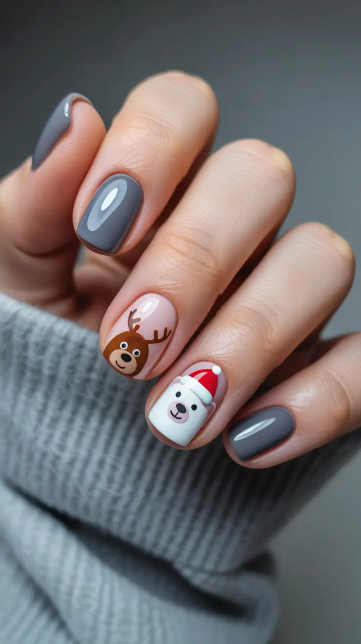 winter nail art ideas Winter Buddies Minimalist Style
