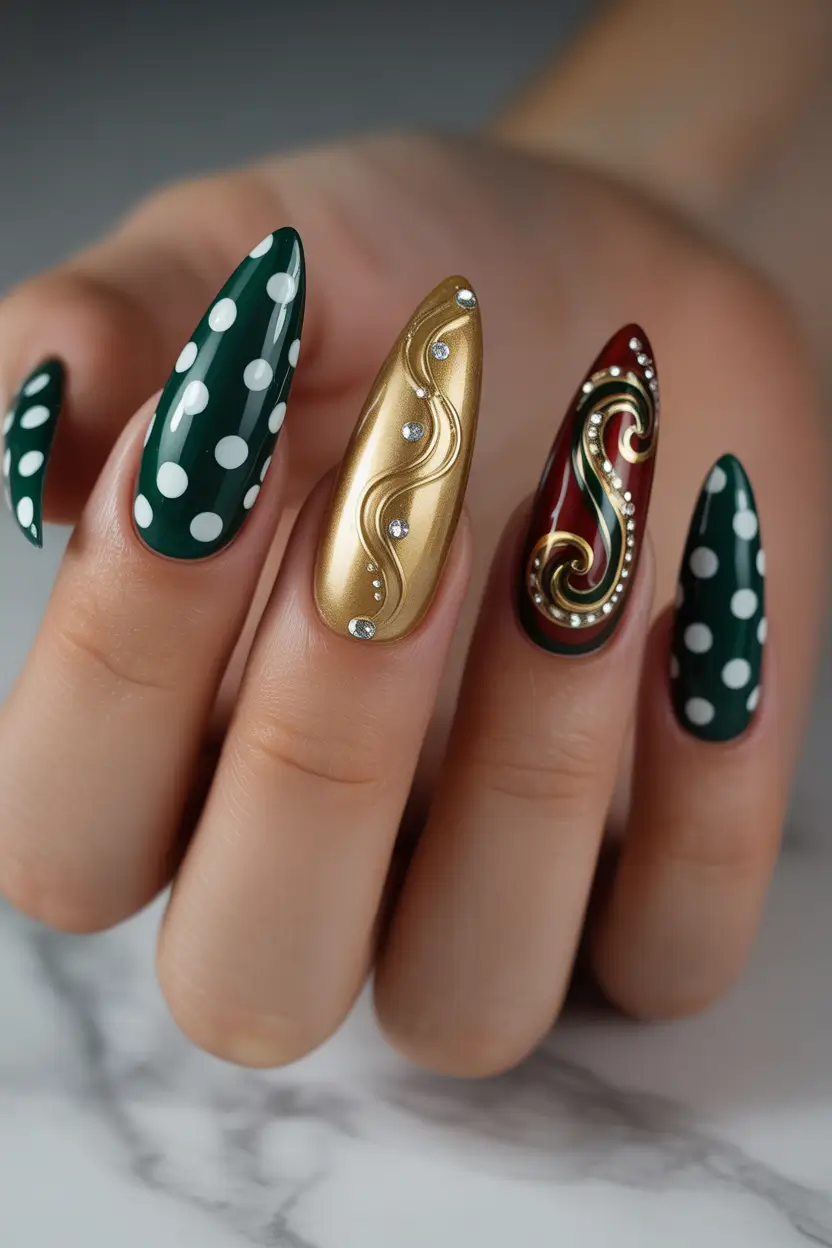 winter nail art ideas Festive Opulence