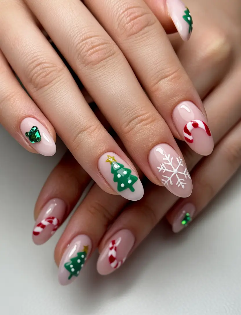 winter nail art ideas Whimsical Christmas Cheer