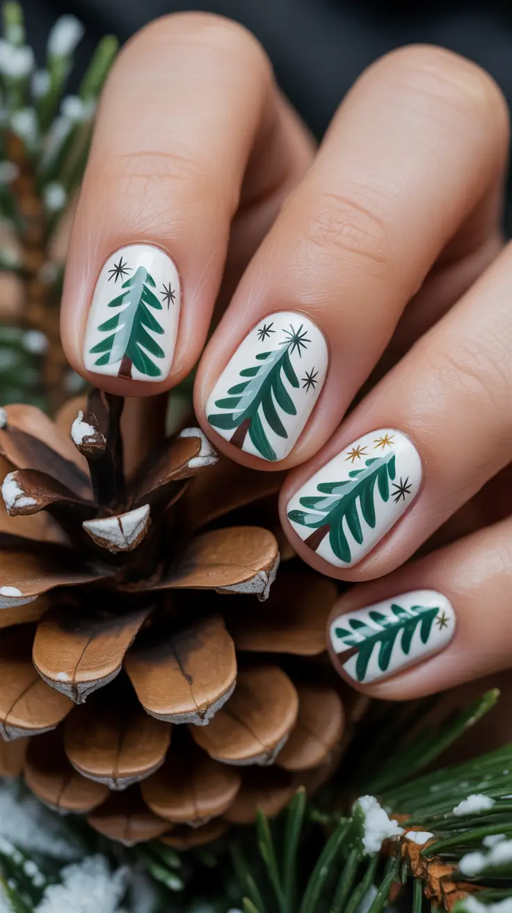 winter nail art ideas Forest Charm Minimalism