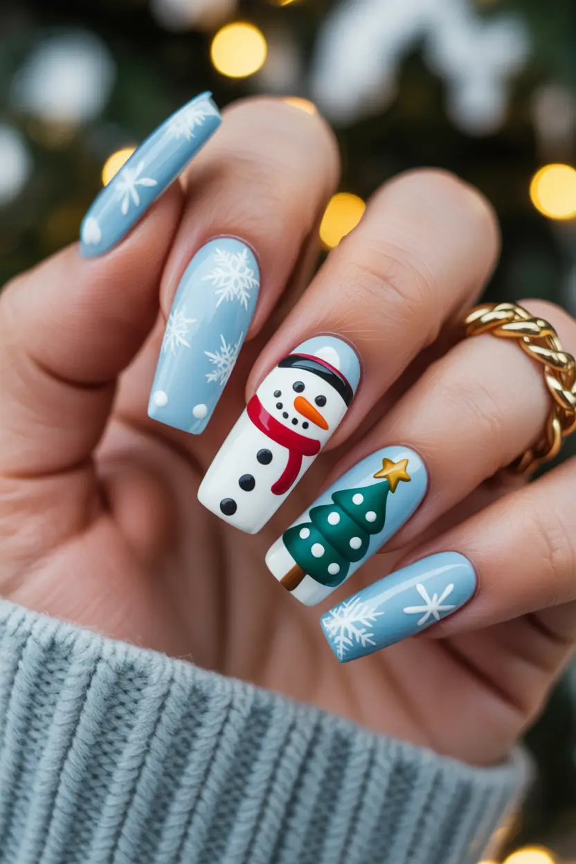 winter nail art ideas Frosty Wonderland Delight