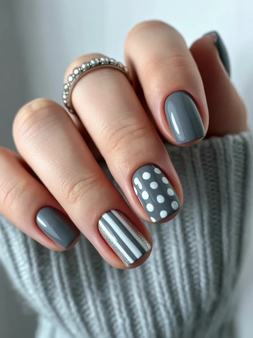 winter nail art ideas Minimalist Grey Modernism