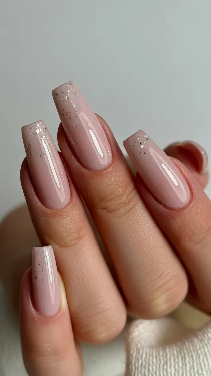 winter nails design and color Soft Nude Glamour