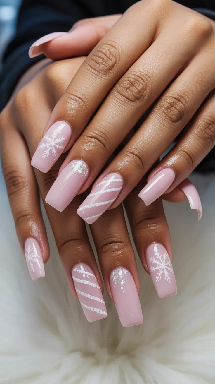 winter nails design and color Frosted Candy Cane Dreams