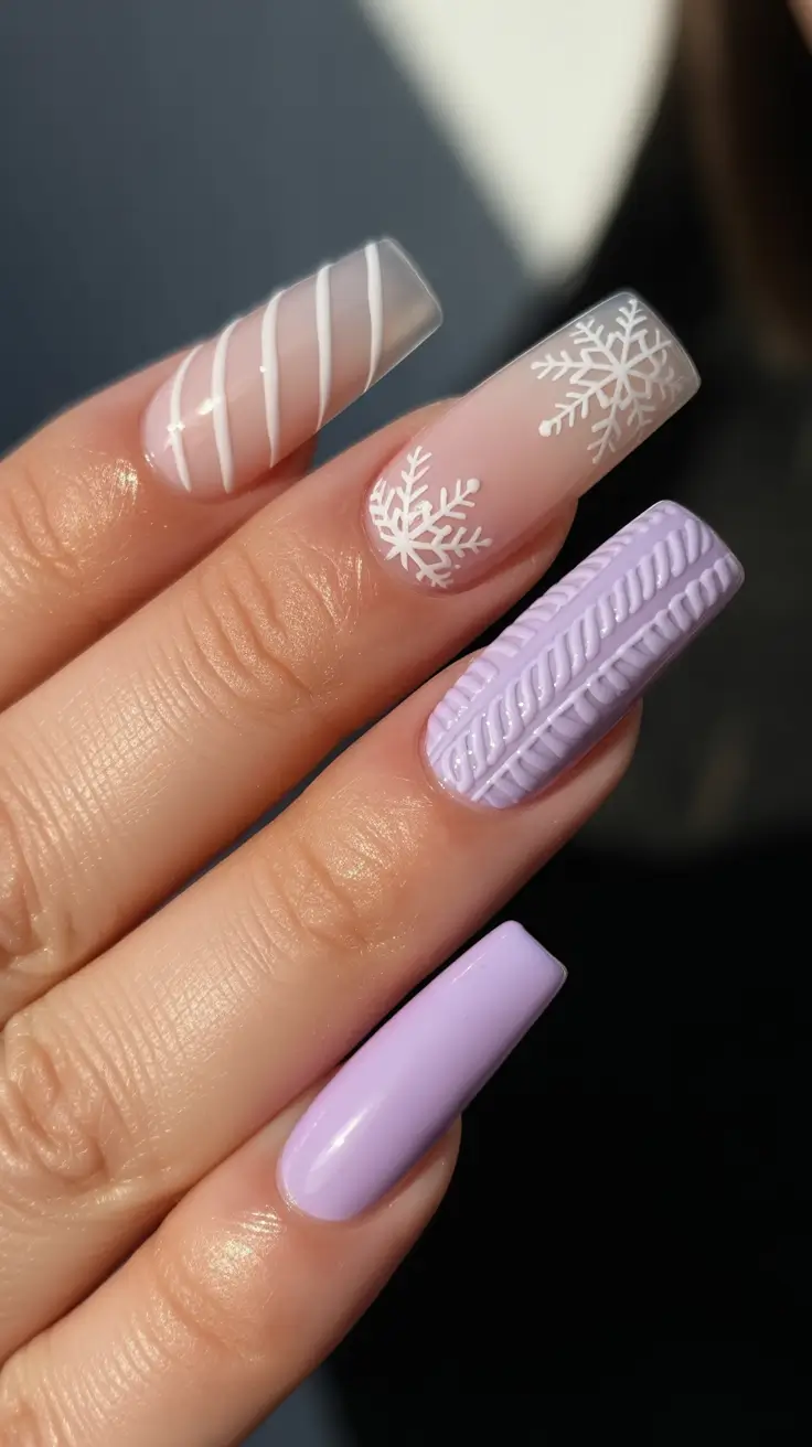 winter nails design and color Lilac Winter Wonderland
