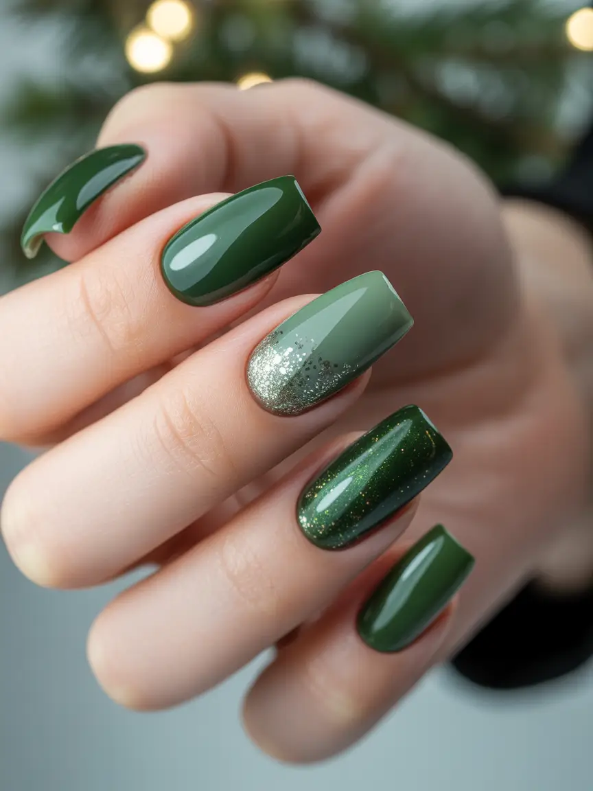 winter nails design and color Emerald Twilight