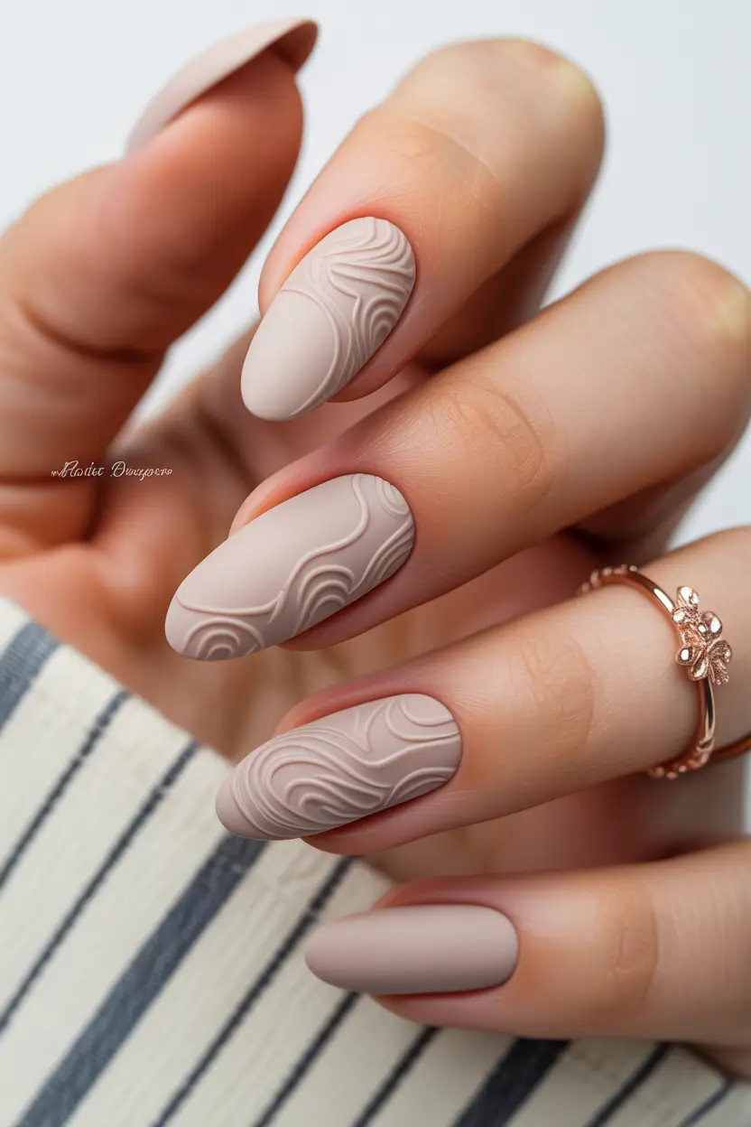 winter nails design and color Neutral Taupe Waves