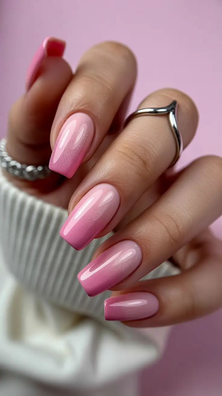 winter nails design and color Rosy Ombre Dream