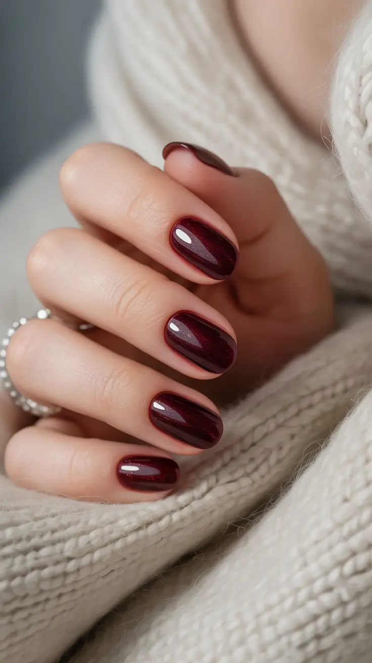 winter nails ideas Warm Burgundy Elegance