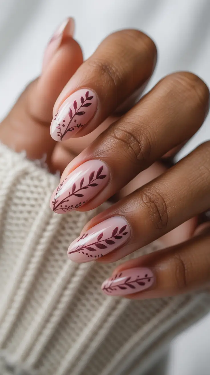 winter nails ideas Berry Branch Minimalism