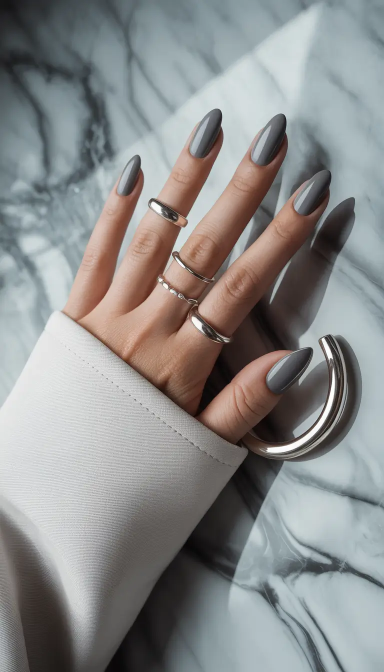 winter nails ideas Steel Gray Sophistication