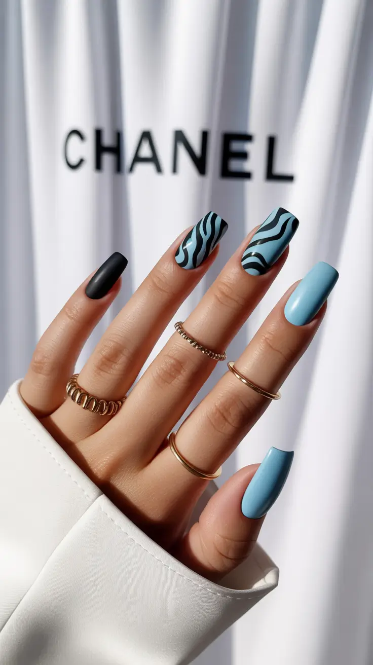 winter nails ideas Frosted Zebra Edge