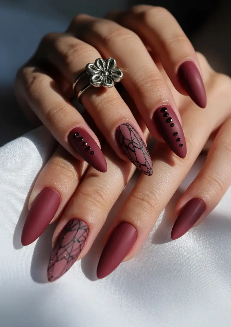 winter nails ideas Velvet Wine Allure