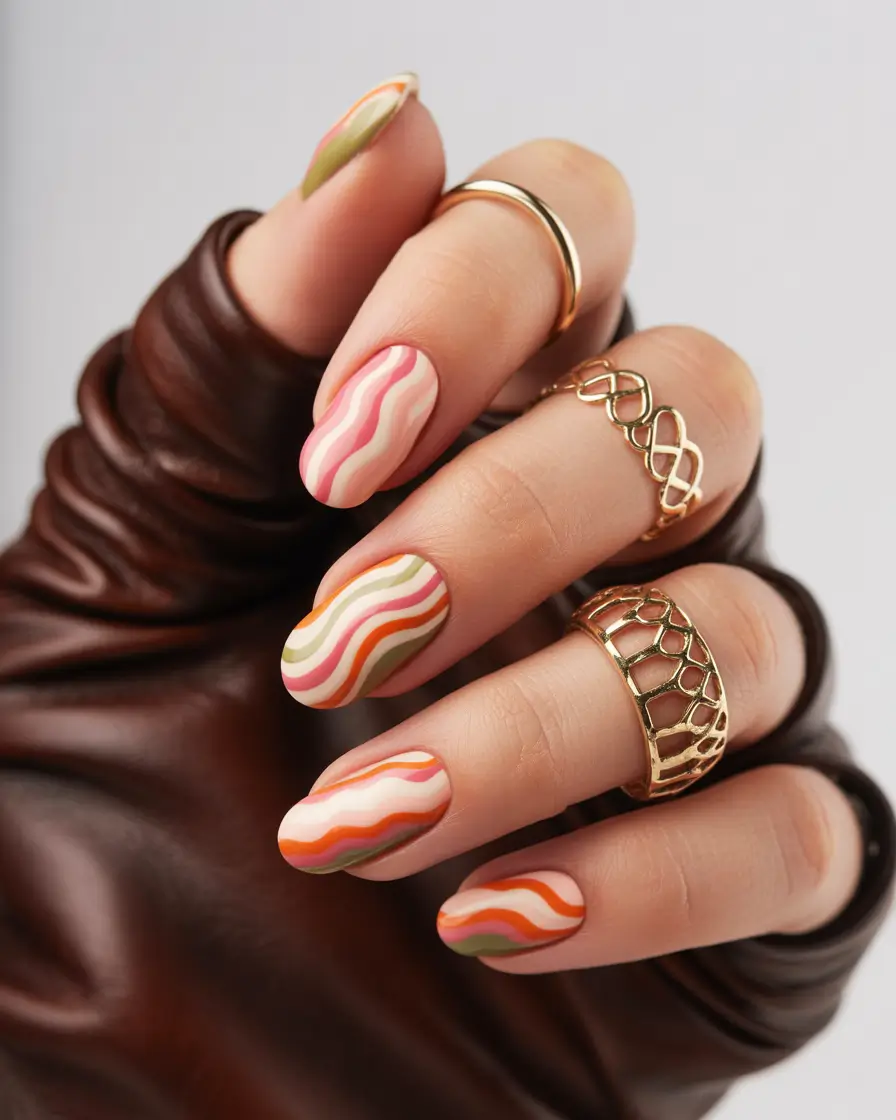 winter nails ideas Retro Color Waves