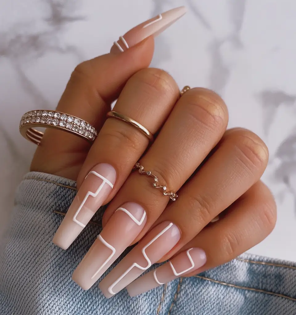 winter nails ideas Frosted Geometry